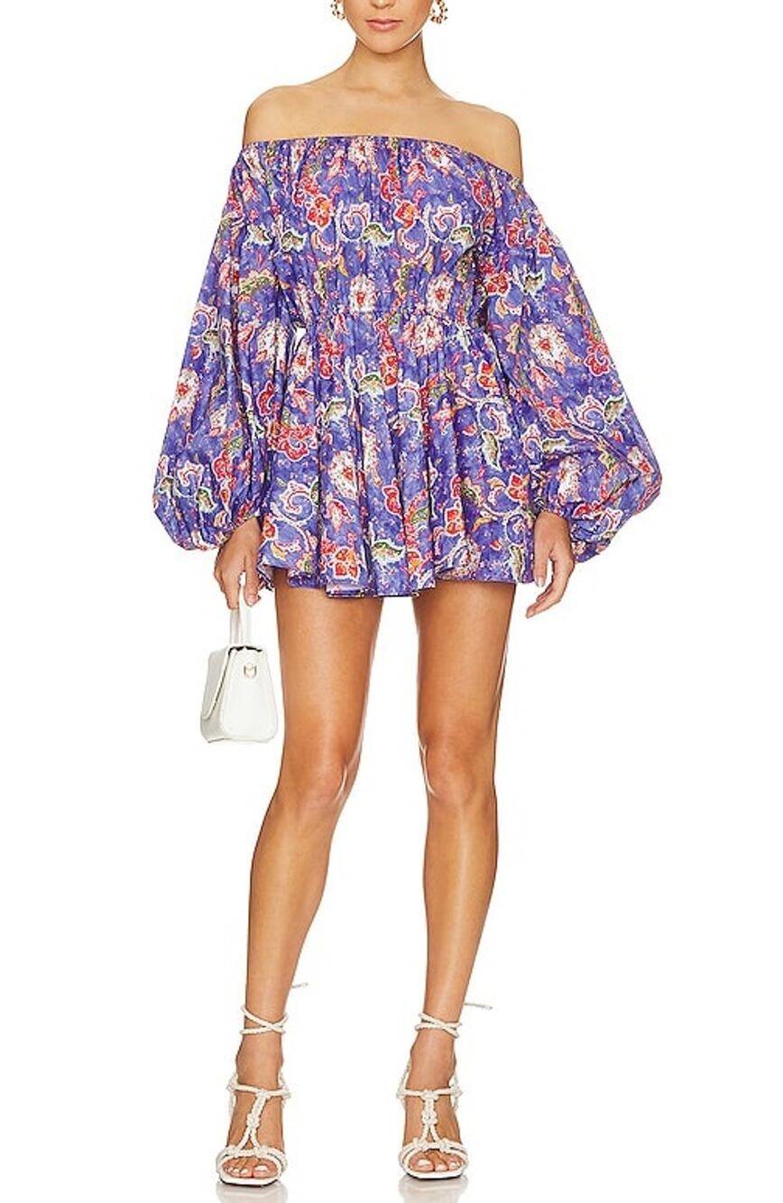 Caroline Constas Paisley Blue Charli Dress Size S